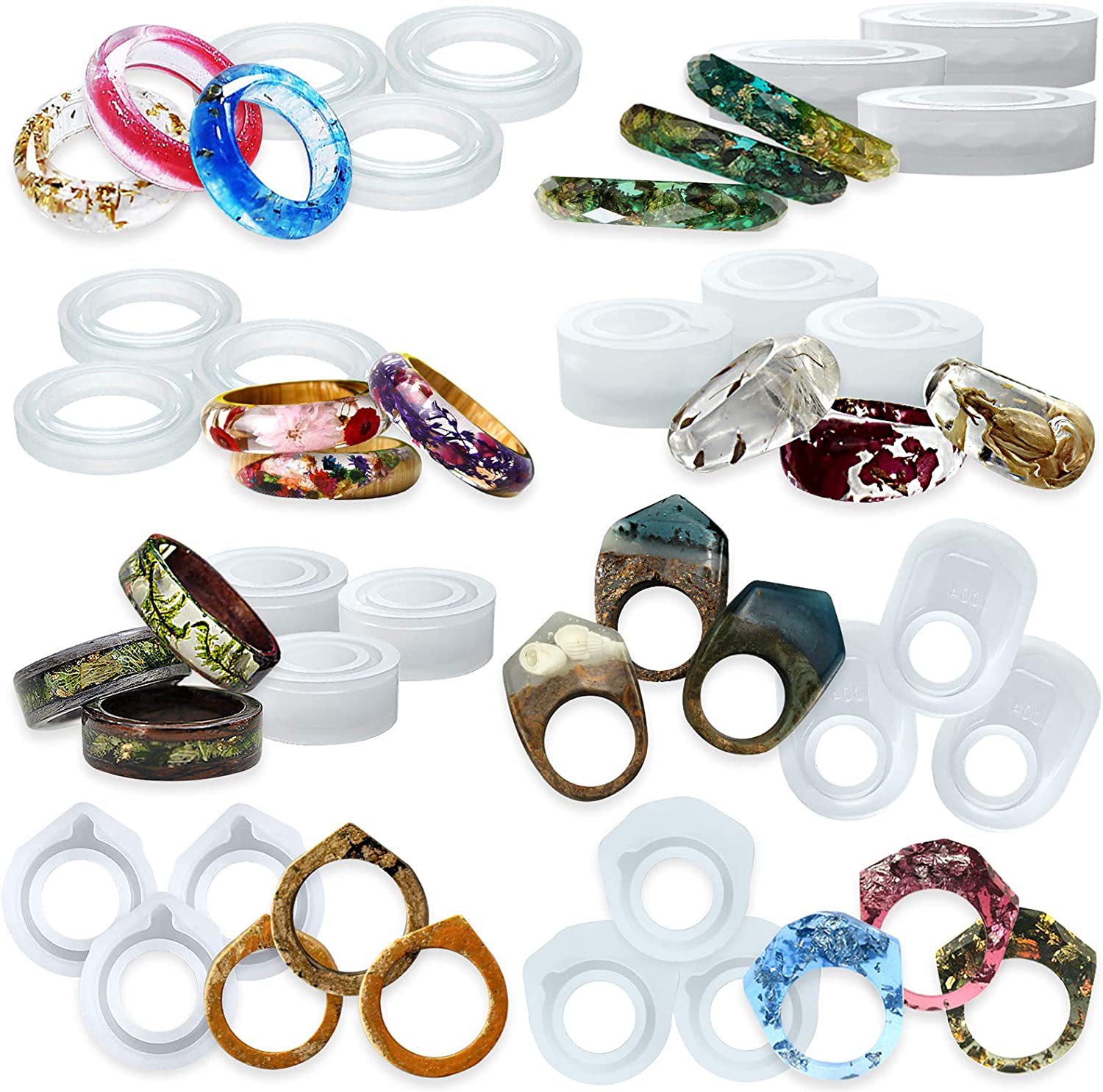 热销水晶滴胶棱面弧面戒指硅胶模具线下手工制备 网红句子磨具