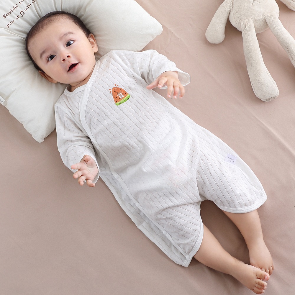 Baby Clothes Summer Baby Air-Conditioned Room Belly Protection Jumpsuit Baby Sleeping Bag Spring and Autumn Pure Cotton Newborn Thin Pajamas