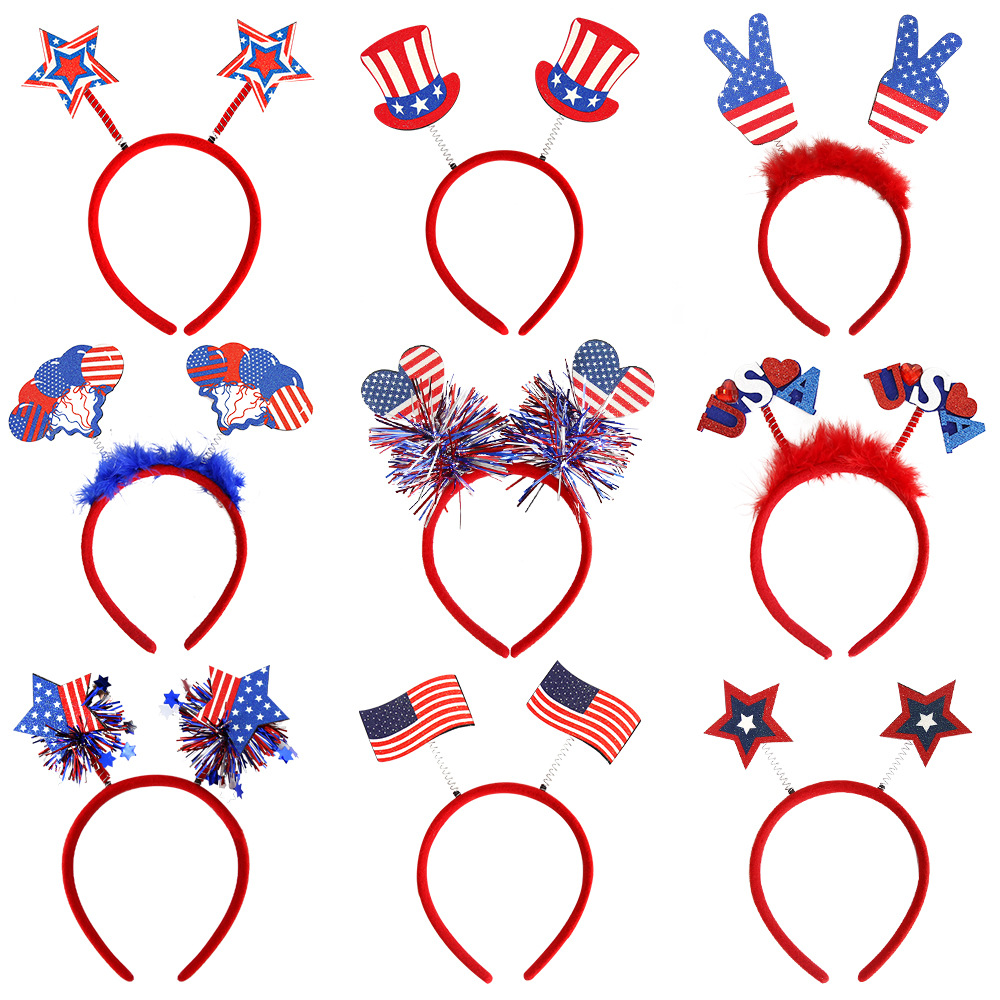 2024 new american independence day headband hair accessories children adult party decoration patriotic parade red headband