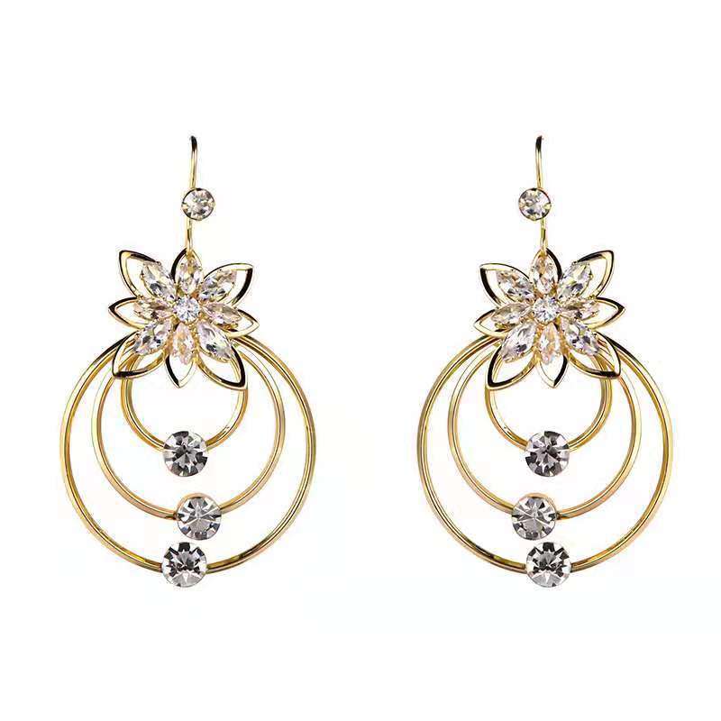 S925 Silver Needle Ice Zircon Geometric Circle Earrings New Graceful and Fashionable High Profile and Generous Earrings