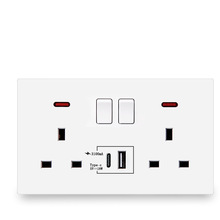 146型英标type-c快充插座 英式港澳版双联PD墙壁USB插座面板