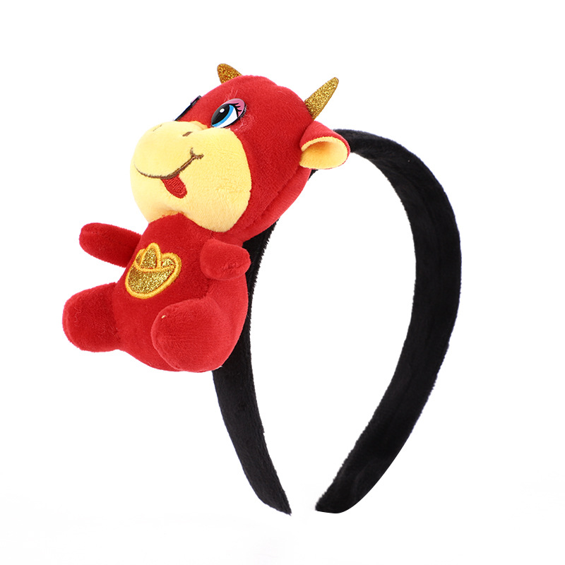 牛年卡通发箍新年发卡可爱超萌定制纯色搞怪洗脸头箍本命年头饰