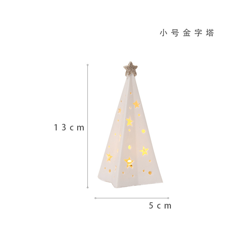 Christmas Decoration Domestic Desktop Decoration Mini Ceramic Christmas Snowman Elderly Elk Luminescent Lamp Decorations