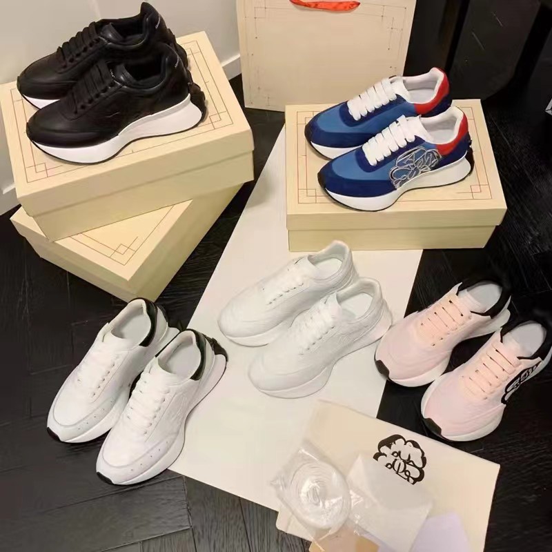 一件代发真皮运动鞋休闲麦昆小蛮腰増高厚底老爹鞋男女同款情侣鞋