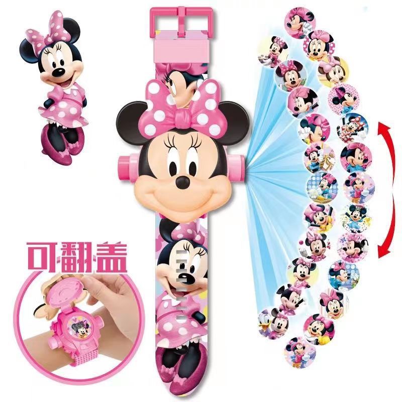 Spot Wholesale and Retail Children's Cartoon 24 Projection Watch Cartoon Flip Toy Watch Net Red TikTok Projection Watch