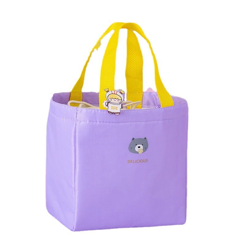 022 New Macaron Drawstring Lunch Box Bag Solid Color Student Office Worker Lunch Bag Thick Insulation Bag Lunch Bag