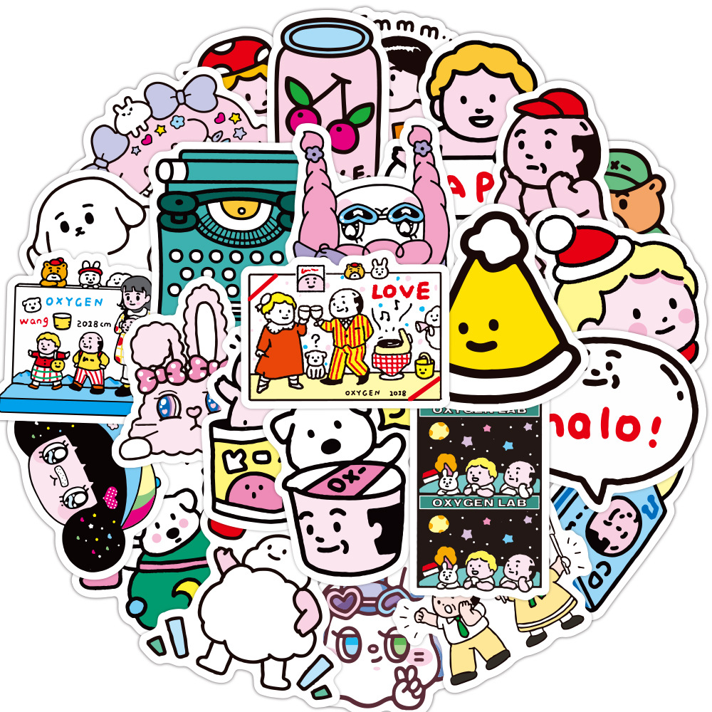 韩国ins贴纸 复古插画氧气老头手账素材 可爱手机壳装饰手帐贴纸