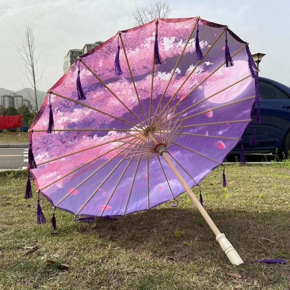 批发流苏伞古风伞印花伞绸布伞国潮舞蹈演出摄影装饰工艺儿童古典