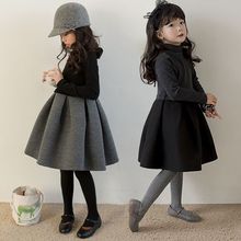 女童连衣裙秋冬加绒公主裙韩版新款中大童儿童洋气蓬蓬裙