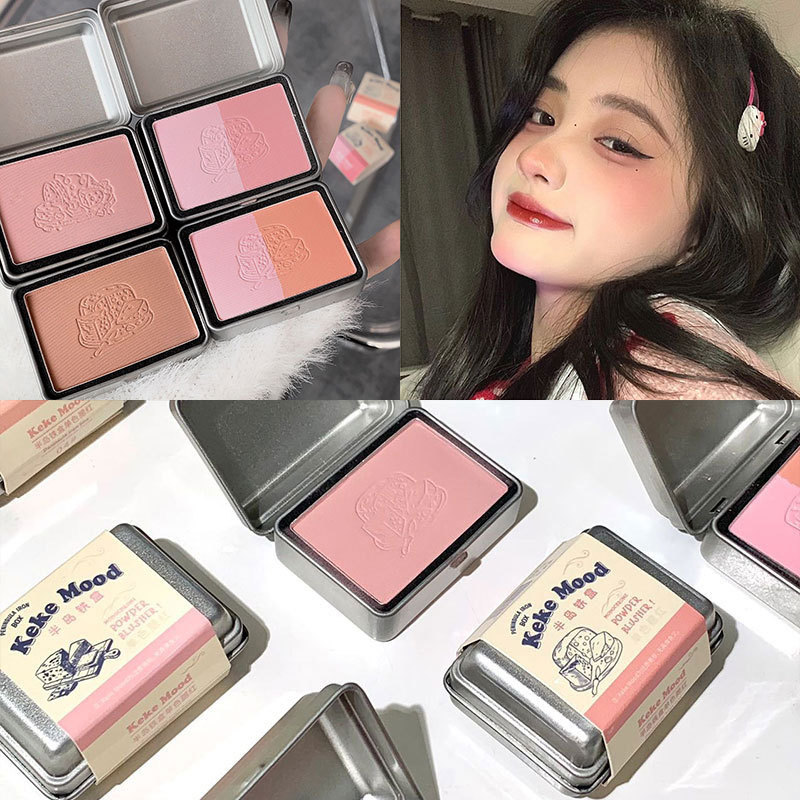 Kekemood Peninsula Iron Box Monochrome Gradient Blush Gray Pink Matte White Makeup Girl Fake Plain All-Match