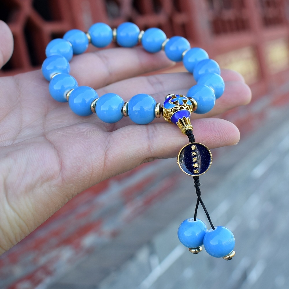 雍和宫同款香灰瓷佛珠12mm珠手串批发复古汉服风流苏配饰直播货源