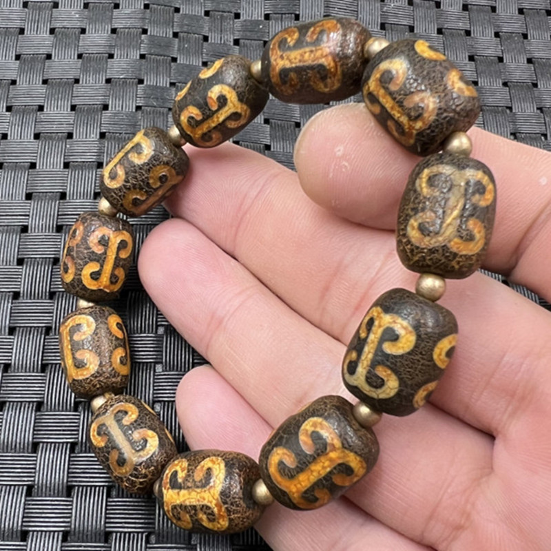 玉石手链玛瑙天珠桶珠手链回纹玛瑙路路通手链文玩手链手串手环