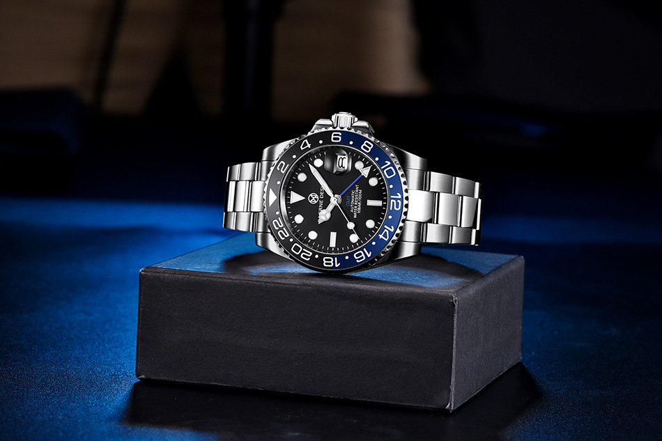 pagrne design帕加尼跨境新潮螺旋表冠透底夜光男士机械表pg-1662