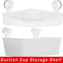 Vacuum Suction Cup Bathroom Corner Shelf Wall Mounted Drain