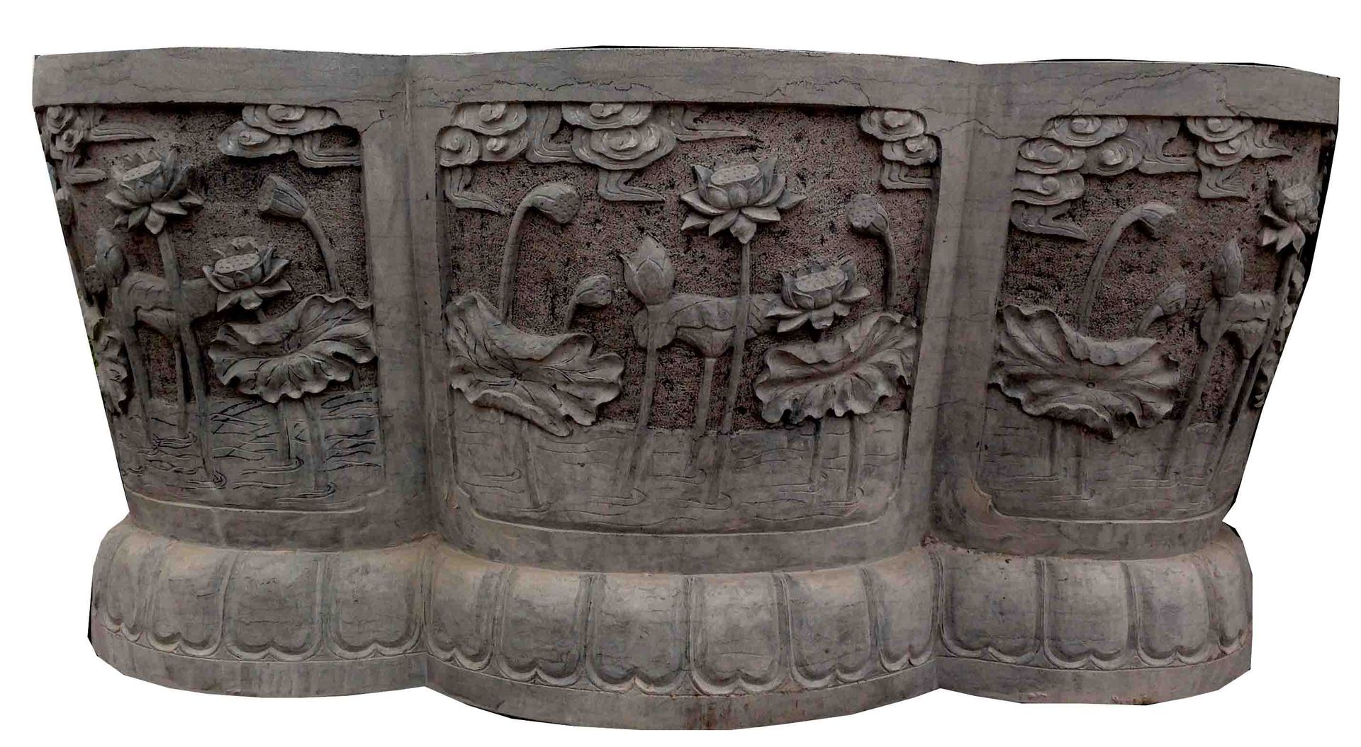 青石石雕大鱼缸现货 可种花养鱼的石头大缸 雕刻荷花鱼缸 青石