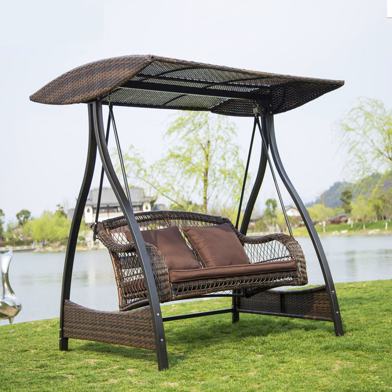 户外秋千椅摇椅双人三人室内室外庭院阳台藤编秋千吊椅成人摇篮椅