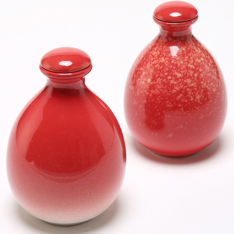txhr1斤陶瓷土陶小酒壶 婚庆酒瓶结婚用喜酒红色装酒容器空酒瓶酒