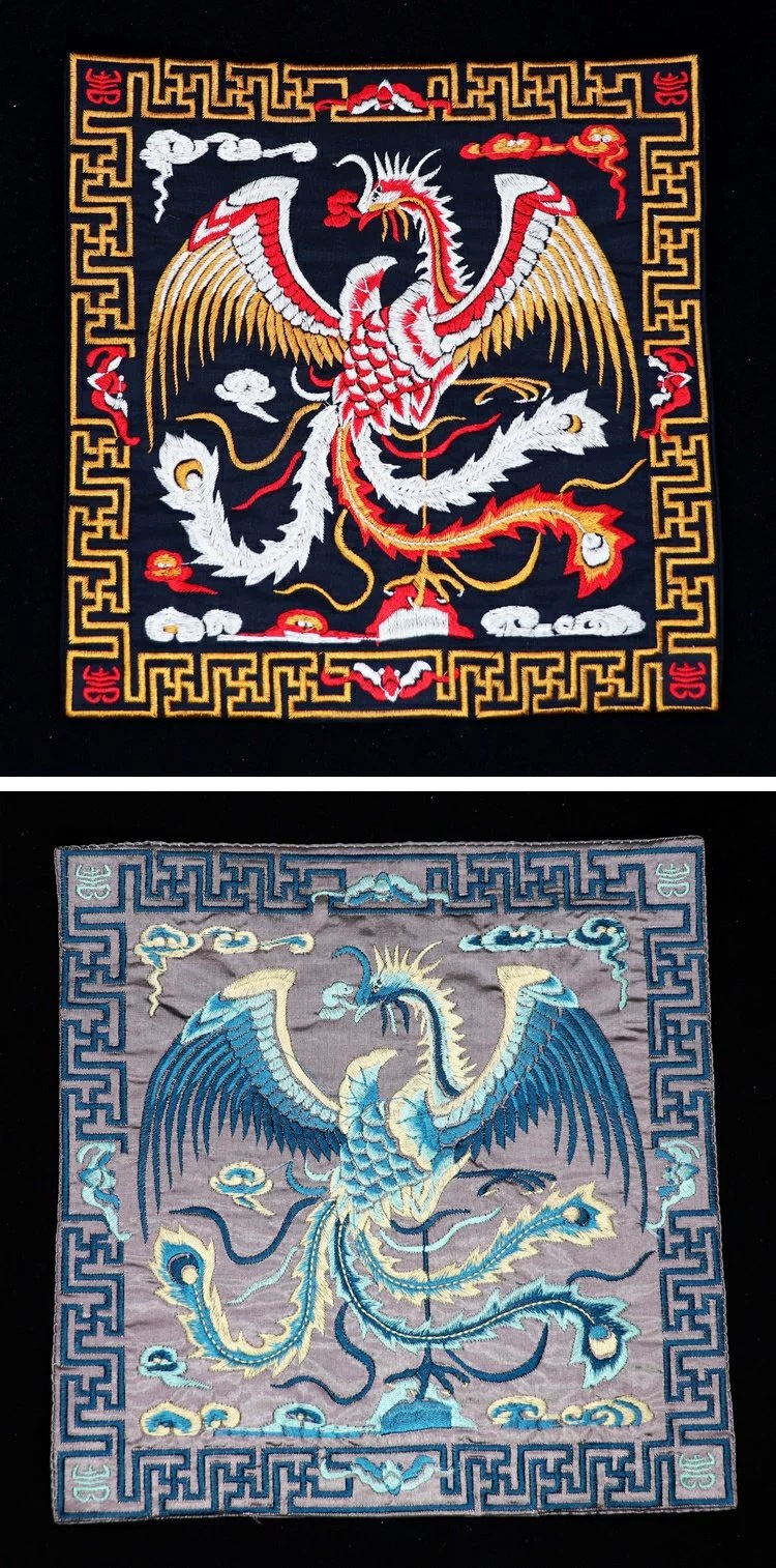 清朝官补子官服刺绣绣片装饰民族风图案布贴补丁贴花中国风绣花