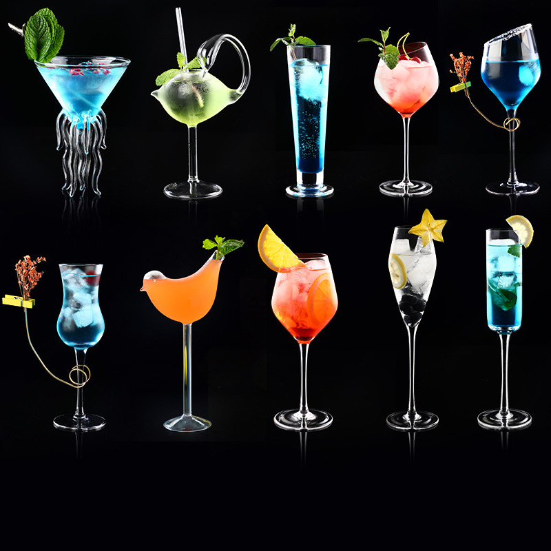 创意鸡尾酒杯子 酒吧ktv高脚杯气泡酒香槟杯网红玻璃杯组合套装
