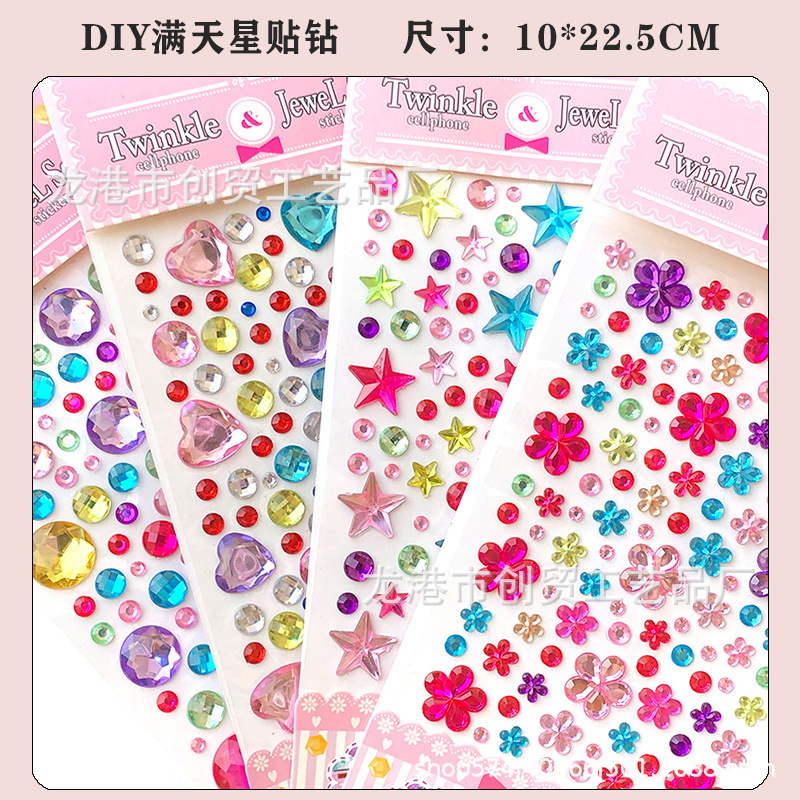 Wholesale Children's Toy Gem Stickers Crystal Ornament Acrylic Stickers Diy Decorative Rhinestone Girl Face Stick-on Crystals