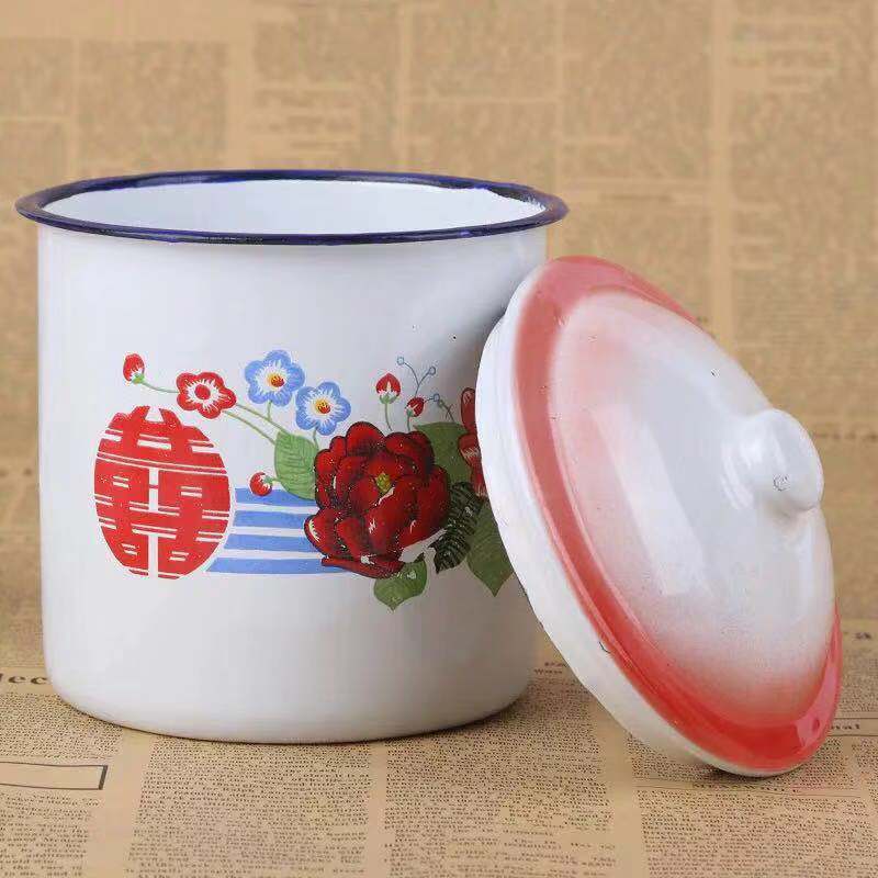 喜字杯80年代怀旧老物件老式杯子搪瓷杯经典怀旧复古水杯