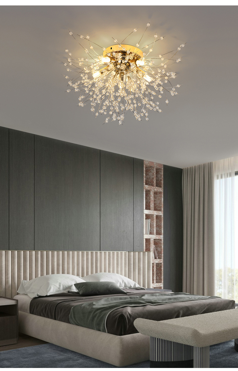 卧室灯蒲公英吊灯温馨浪漫创意客厅水晶北欧轻奢主卧灯具吸顶灯饰