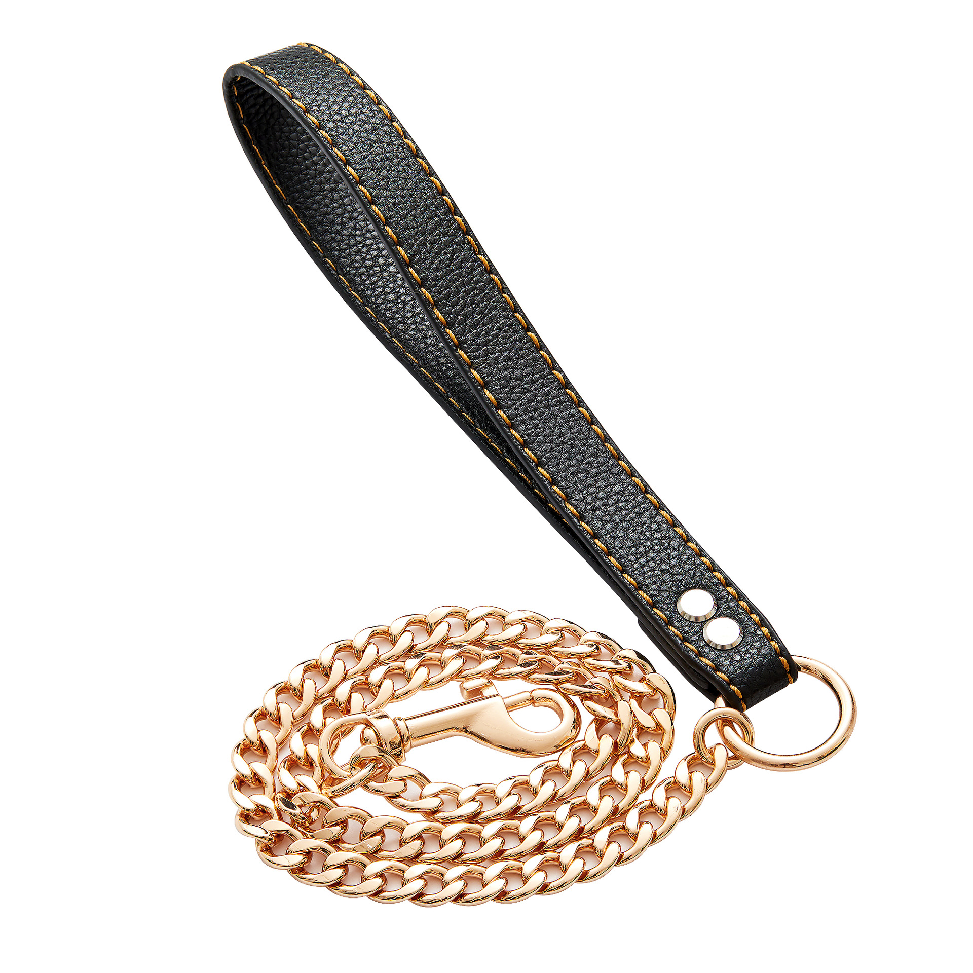 不锈钢钛钢狗链金色项圈宠物用品费焊口链条nk加罗链牵引绳11.5mm