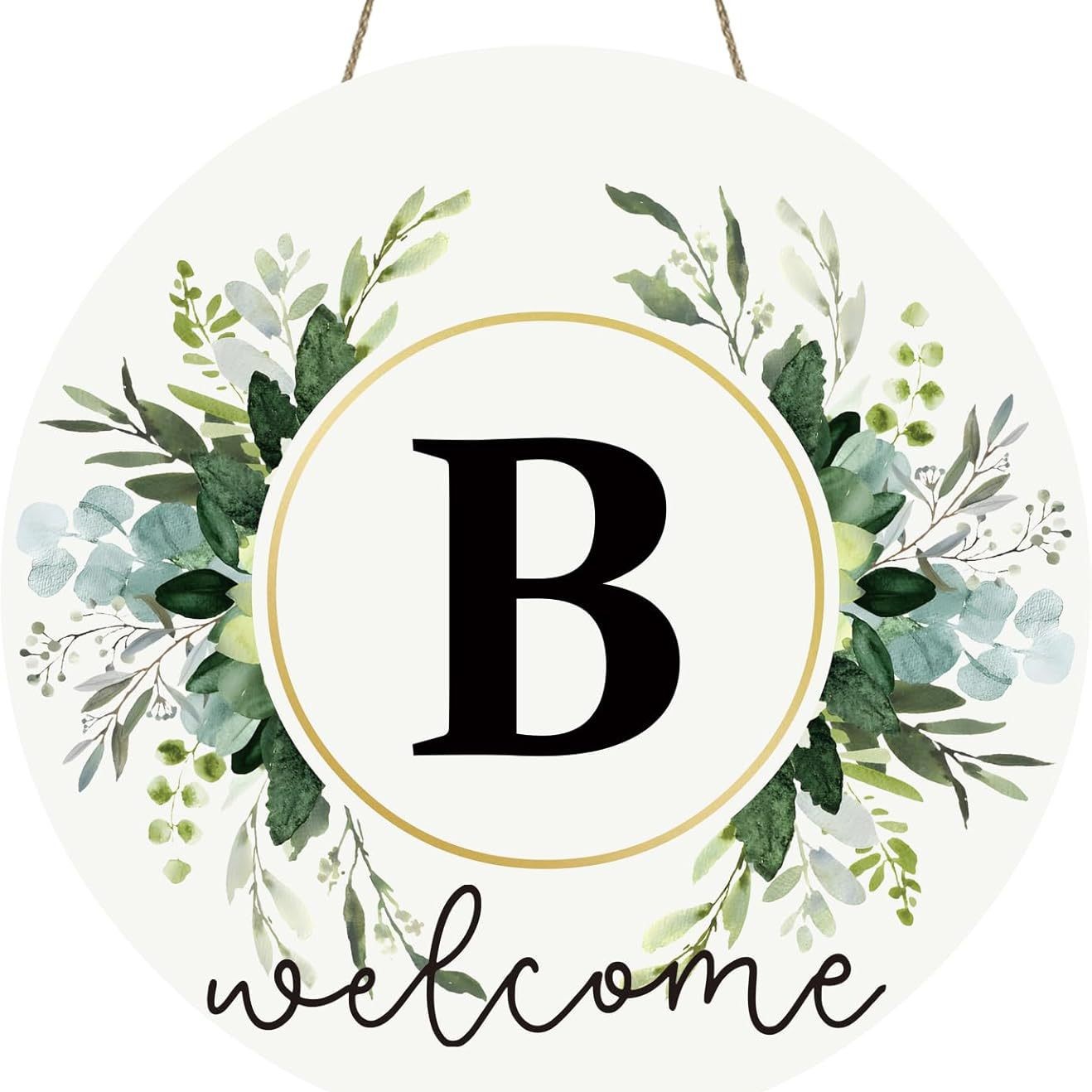 跨境木质门牌欢迎标志前门装饰花环家庭姓氏首字母家居装饰挂牌