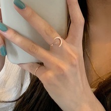 两件套装戒指月亮星星开口指环百搭水钻食指戒组合韩国个性女