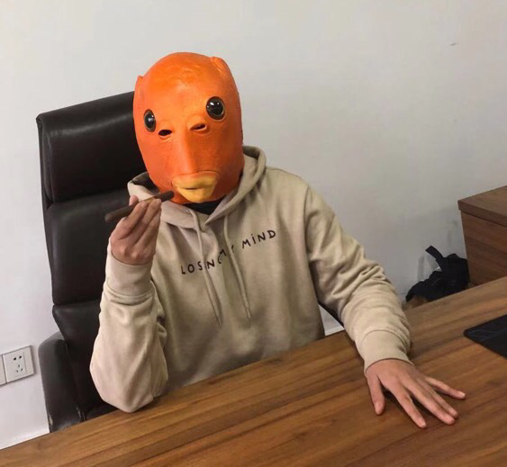 绿鱼头网红绿鱼人粉头面具头套搞笑表演沙雕怪怪套搞笑鱼怪网红