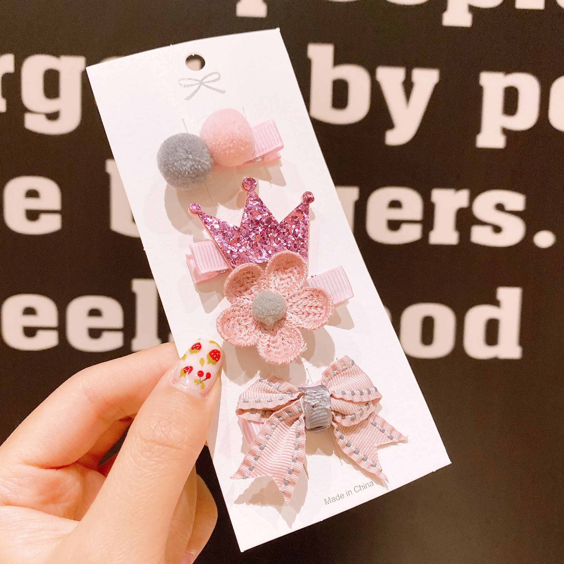 New Baby Hair Accessories Bangs Clip Girls' Hairpin Headdress Clip Korean Style Pink Suit Children's Jewelry Hairpin