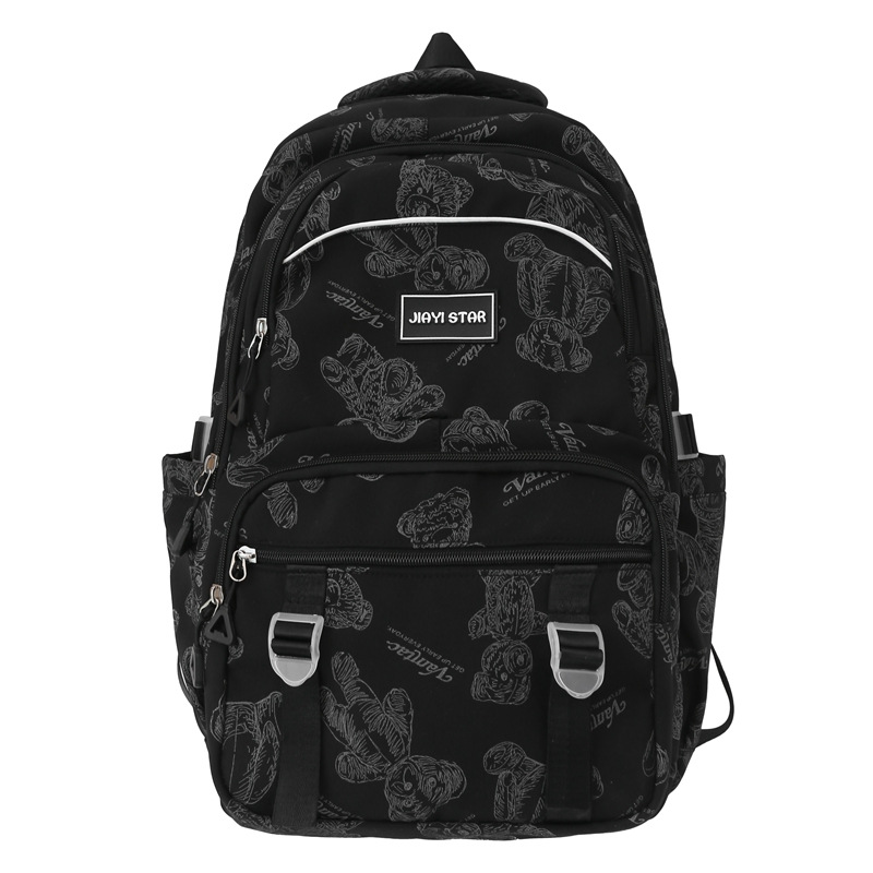 New Large Capacity Early High School Student Schoolbag Good-looking Bear Printed Backpack Korean Style All-Matching Casual Backpack