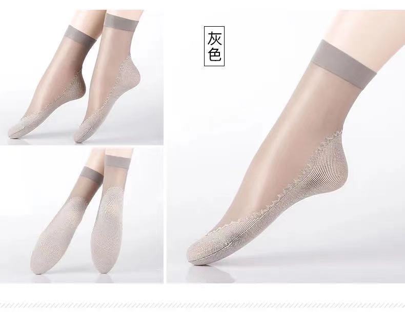 Silk Stockings Spring and Summer Women's Socks Thin Velvet Cotton Base Socks Anti-Hook Steel Wire Sole Deodorant and Sweat-Absorbing Non-Slip