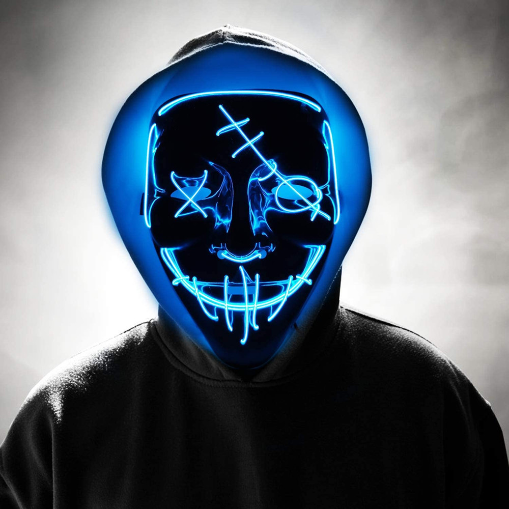 led蹦迪口罩变脸发光面具酒吧气氛道具电音派对夜店舞会荧光面罩