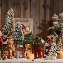 北欧复古铁艺蜡烛烛台防风路引风灯灰庭院圣诞装饰品创意家居摆件
