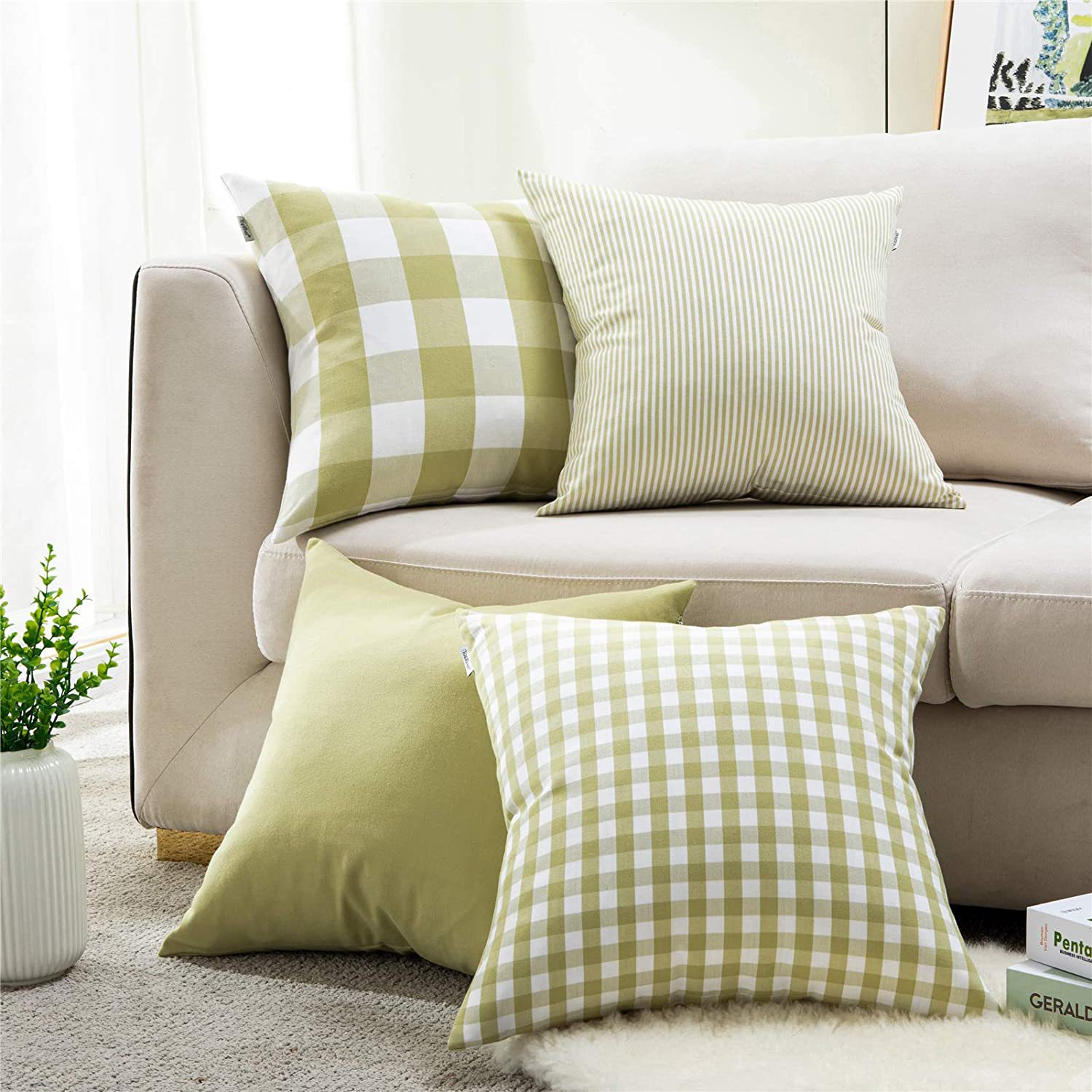 Cross-Border Amazon Pillow Wholesale Simple Plain Striped Plaid Pillow Cover Sofa Cushion Cover Car Back Cushion Covers