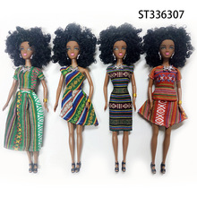 跨境11.5寸非洲黑人娃娃afro dolls过家家黑皮肤非洲娃娃节日礼物
