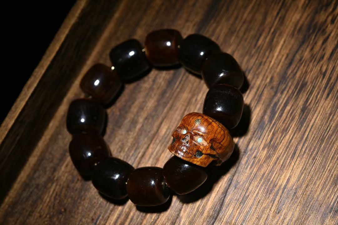 相似厂家供应保真天然山龟壳龟甲山龟手串手链108颗佛珠酒红色diy配饰