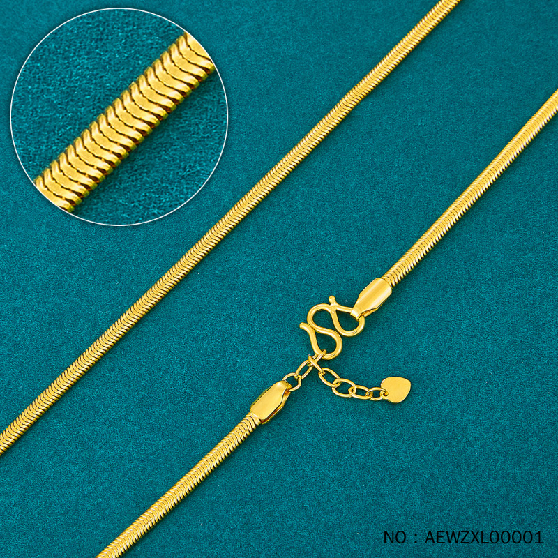 足金999蛇骨链纯金时尚女款锁骨链弹簧链深圳水贝黄金工厂直发