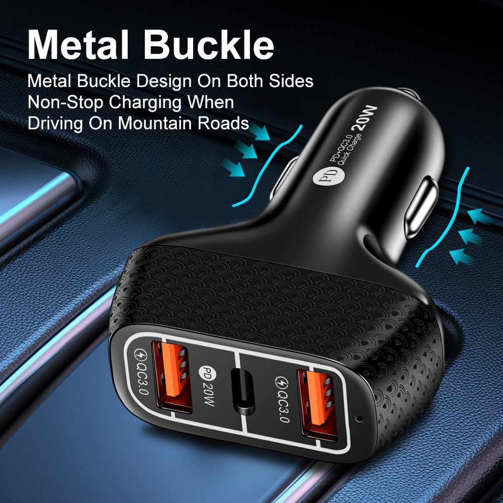 One-to-Three 2A 2usb + Type-C Car Charger 2usb Interface Car Phone Charger