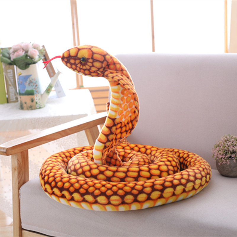 招财黄金蟒眼镜蛇仿真公仔玩偶毛绒玩具蛇仿真大蟒蛇玩偶儿童礼物