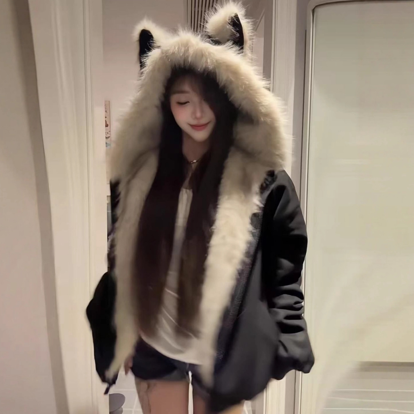 国潮美式棉服女2025新款工装麂皮绒夹克服加绒加厚冬季棉袄外套女