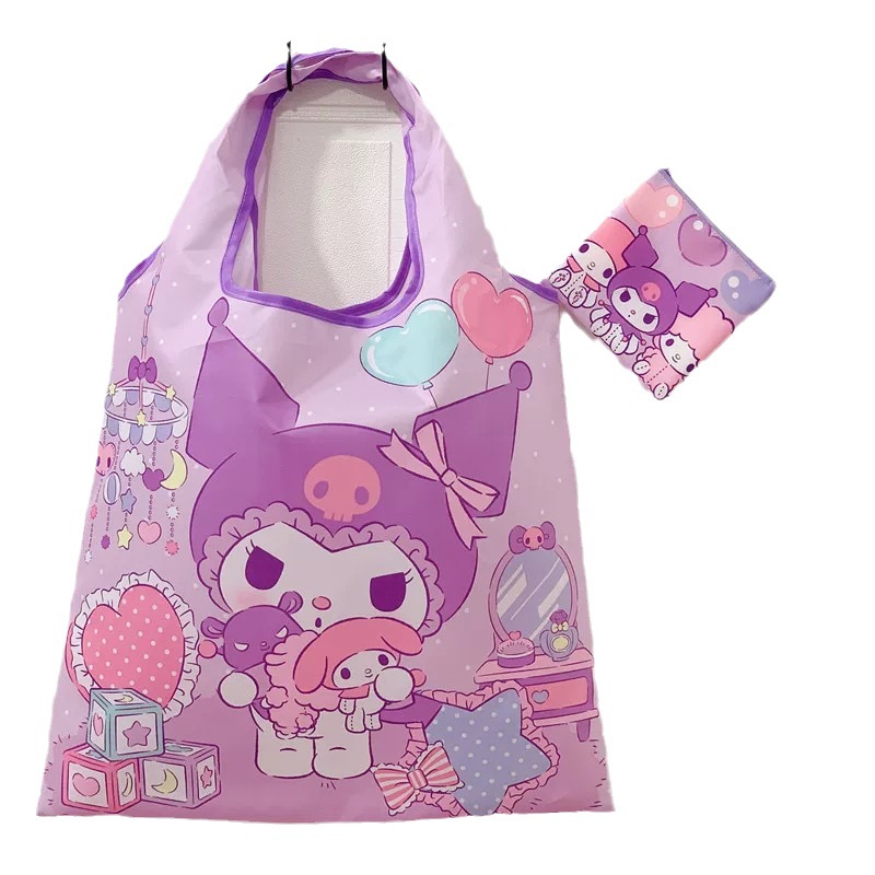 Japanese Cute Cartoon Large Capacity Shopping Bag Portable Supermarket Foldable Vest Bag Eco-friendly Bag Shopping Pouch