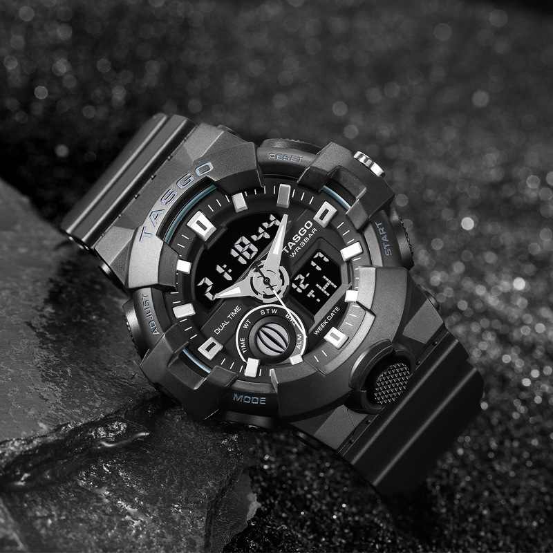 tasgo特斯高品牌t124原宿ins大表盘ulzzang防水电子手表夜光男女