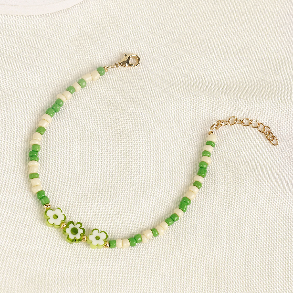 欧美跨境饰品 复古时尚串珠小花手饰 民族风天然琉璃千花米珠手链