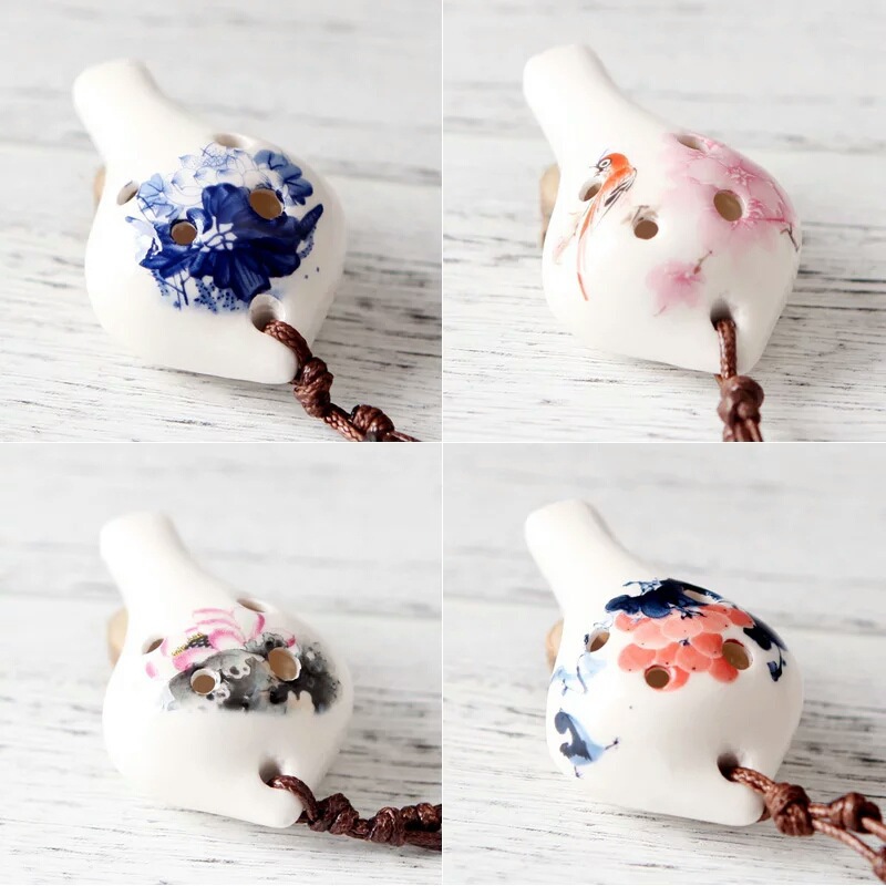 ocarina 6-hole ceramic six-hole ocarina free lanyard children‘s musical instrument hot sale at scenic spot crafts souvenir toy