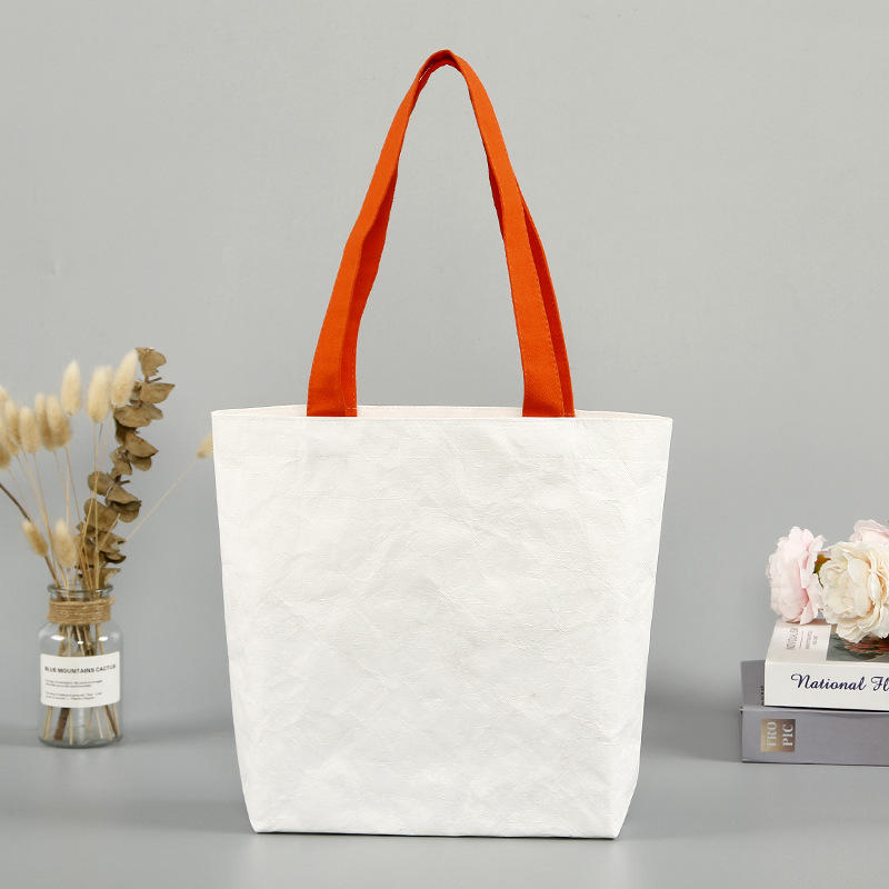 厂家直供简约空白杜邦纸手提袋学生手绘diy单肩包白色杜邦纸袋