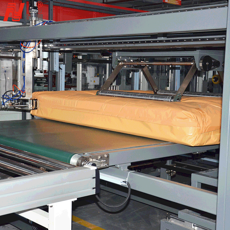 厂家生产全自动牛皮纸包装机定制自动弹簧海绵床垫包牛皮纸包装线