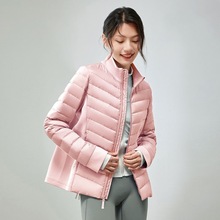 90鹅绒羽绒服2025户外滑雪轻薄双拼羽绒服女冬季新品短款立领外套