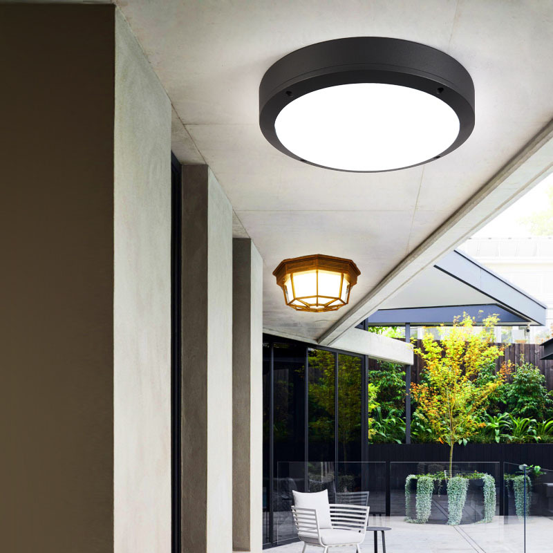 现代简约圆形led吸顶灯户外防水声光控阳台车库楼梯过道感应灯具